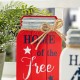 Glitzhome 7"H Set of 3 Patriotic Americana Wooden Mason Jar Table Decor