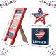 Glitzhome Set of 3 Patriotic Americana Wooden Block Table Sign