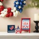 Glitzhome Set of 3 Patriotic Americana Wooden Block Table Sign