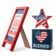 Glitzhome Set of 3 Patriotic Americana Wooden Block Table Sign