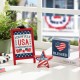 Glitzhome Set of 3 Patriotic Americana Wooden Block Table Sign