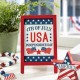 Glitzhome Set of 3 Patriotic Americana Wooden Block Table Sign