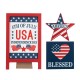 Glitzhome Set of 3 Patriotic Americana Wooden Block Table Sign