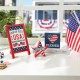 Glitzhome Set of 3 Patriotic Americana Wooden Block Table Sign