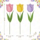 Glitzhome Set of 3 24"H Easter Metal Tulips Yard Stake (KD)