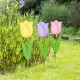 Glitzhome Set of 3 24"H Easter Metal Tulips Yard Stake (KD)