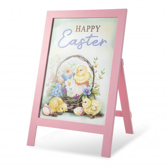 Glitzhome 24"H Easter Wooden Chicks Easel Porch Sign