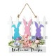 Glitzhome 14"L Easter Wooden Bunny Fence Door Hanger