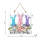 Glitzhome 14"L Easter Wooden Bunny Fence Door Hanger