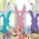 Glitzhome 14"L Easter Wooden Bunny Fence Door Hanger