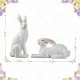 Glitzhome Set of Two 9.75"H Easter Resin Bunny Table Decor