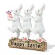 Glitzhome 9.25"H Easter Resin Triple Bunny Table Decor