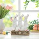 Glitzhome 9.25"H Easter Resin Triple Bunny Table Decor