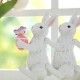 Glitzhome 9.25"H Easter Resin Triple Bunny Table Decor