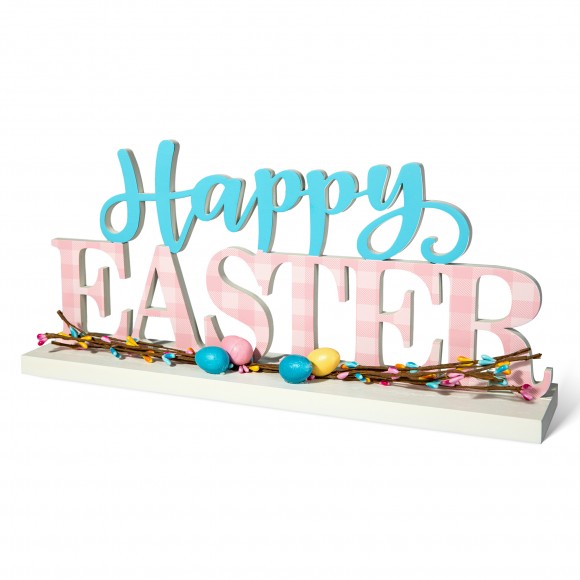 Glitzhome 15.75"H Easter Wooden "Happy Easter"Table Decor