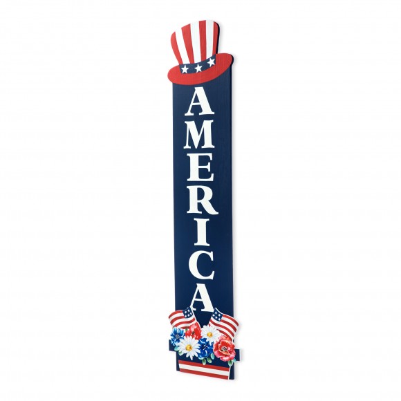 Glitzhome 42"H Patriotic Americana Wooden AMERICA Porch Decor