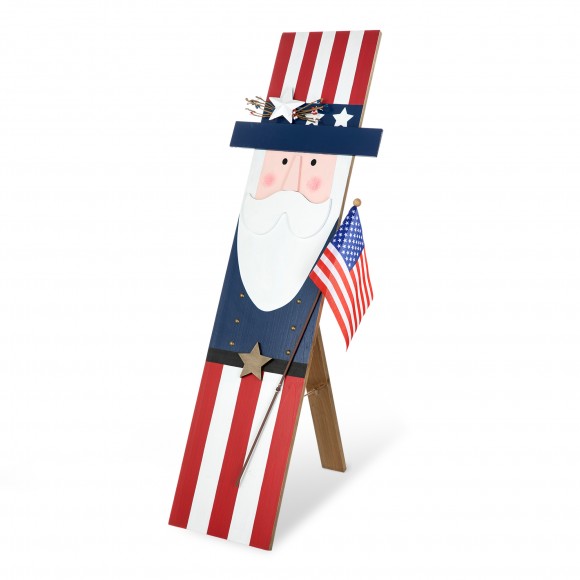 Glitzhome 36"H Patriotic Americana Wooden Uncle Sam Porch Decor