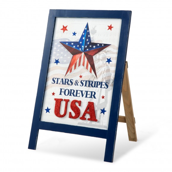 Glitzhome 24"H Patriotic Americana Wooden Easel Porch Decor