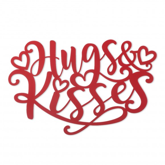 Glitzhome 17.75"L Valentine's Metal "Hugs& Kisses" Wall Decor