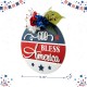 Glitzhome 14"D Patriotic Americana Wooden Round Sign Door Hanger