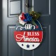 Glitzhome 14"D Patriotic Americana Wooden Round Sign Door Hanger