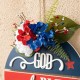 Glitzhome 14"D Patriotic Americana Wooden Round Sign Door Hanger