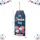 Glitzhome 15.75"H Patriotic Americana Wooden Word Sign Door Hanger