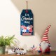 Glitzhome 15.75"H Patriotic Americana Wooden Word Sign Door Hanger