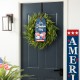 Glitzhome 15.75"H Patriotic Americana Wooden Word Sign Door Hanger