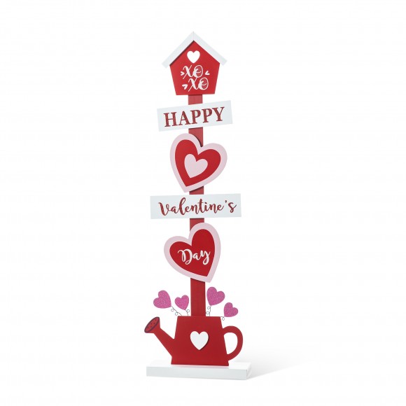 Glitzhome 35.75"H Valentine's Wooden Heart & Love House Porch Decor(KD)