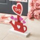 Glitzhome 35.75"H Valentine's Wooden Heart & Love House Porch Decor(KD)