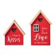 Glitzhome Set of 2 Lighted Valentine's Wooden House-shaped Table Decor