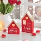 Glitzhome Set of 2 Lighted Valentine's Wooden House-shaped Table Decor