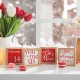 Glitzhome 4"H Set of 4 Valentine's Wooden Block Table Decor