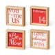 Glitzhome 4"H Set of 4 Valentine's Wooden Block Table Decor