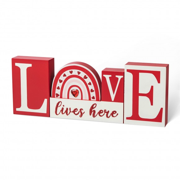 Glitzhome 11.75"H Valentine's Wooden LOVE Table Decor