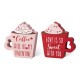 Glitzhome Set of 2 Wooden Valentine's Coffee Cup Table Decor