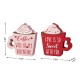 Glitzhome Set of 2 Wooden Valentine's Coffee Cup Table Decor