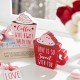 Glitzhome Set of 2 Wooden Valentine's Coffee Cup Table Decor