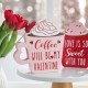 Glitzhome Set of 2 Wooden Valentine's Coffee Cup Table Decor