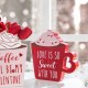 Glitzhome Set of 2 Wooden Valentine's Coffee Cup Table Decor