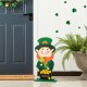 Glitzhome 23.5"H St.Patrick's Wooden Leprechaun Pot of Gold Porch decor