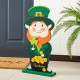 Glitzhome 23.5"H St.Patrick's Wooden Leprechaun Pot of Gold Porch decor