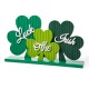 Glitzhome 16"L St.Patrick's Wooden Shamrocks Table decor