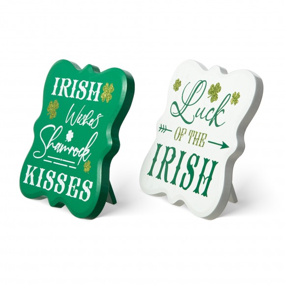 Glitzhome Set of 2 St.Patrick's Wooden Table Decor