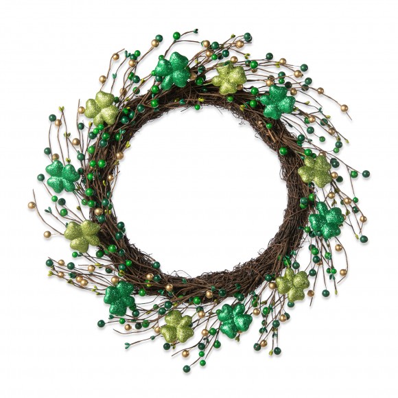 Glitzhome 20"D St.Patrick's Shamrock Berry Wreath