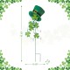 Glitzhome 42"H St. Patrick's Metal Leprechaun Hat Shamrocks Yard stake(KD, Two Function)