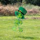 Glitzhome 42"H St. Patrick's Metal Leprechaun Hat Shamrocks Yard stake(KD, Two Function)