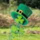 Glitzhome 42"H St. Patrick's Metal Leprechaun Hat Shamrocks Yard stake(KD, Two Function)