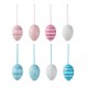 Glitzhome 24PK 2.25"H Blue and Pink Easter Plastic Eggs, 12 of Each in Gauze Bag
